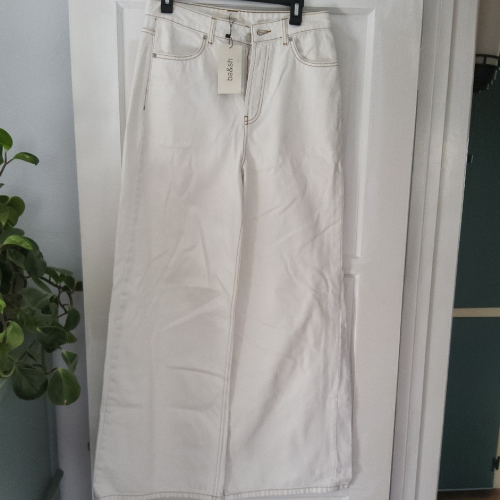 BA&SH Cream Super Wide Leg Jeans